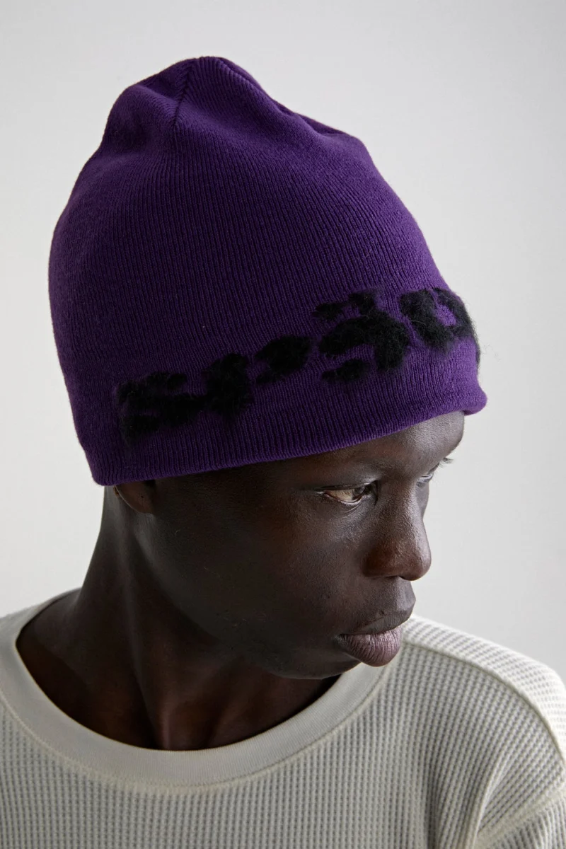 Spider Purple Fuzzy Logo Mohair Beanie 4
