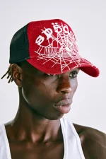 Spider Red Denim Og Web V2 Trucker Hat 2