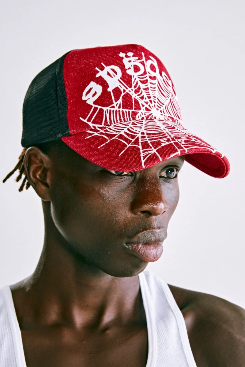 Spider Red Denim Og Web V2 Trucker Hat 2
