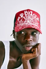 Spider Red Denim Og Web V2 Trucker Hat 4