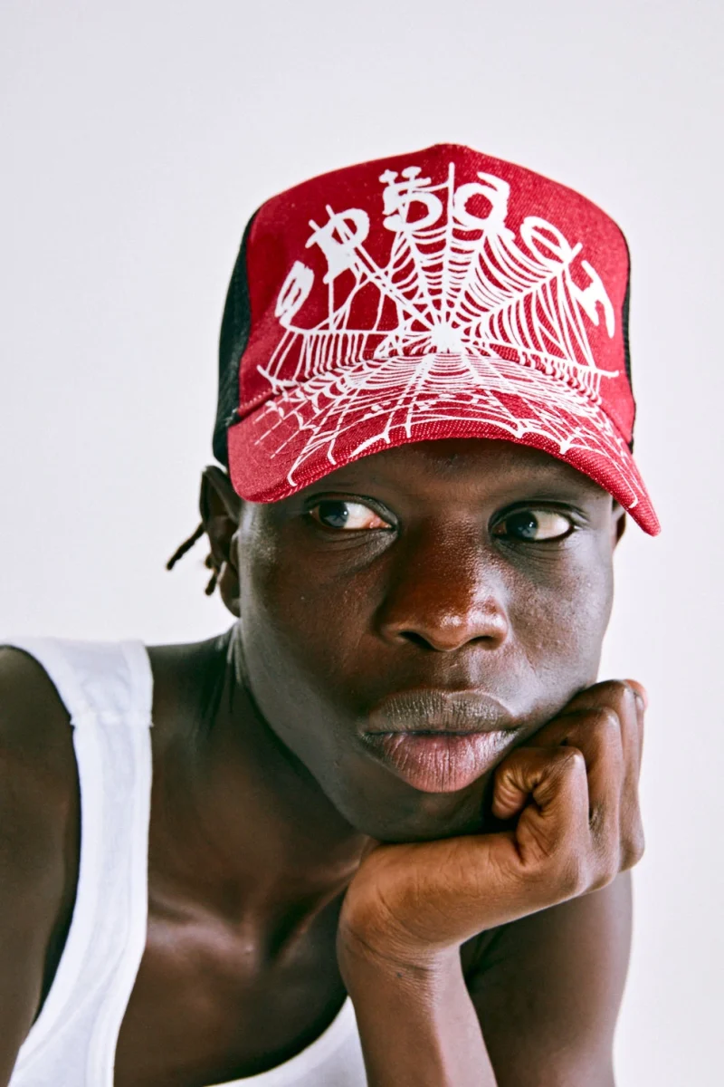 Spider Red Denim Og Web V2 Trucker Hat 4