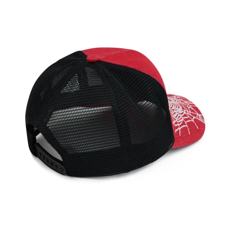 Spider Red Denim Og Web V2 Trucker Hat 5