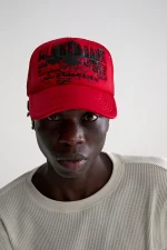 Spider Red Silk Web Bank Trucker Hat 5