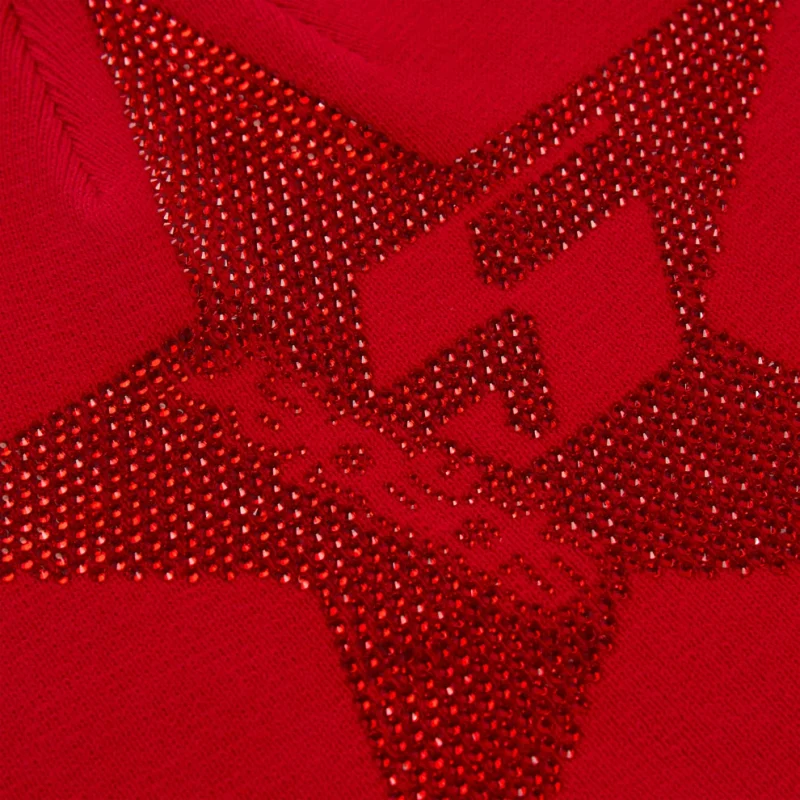 Spider Red Star Rhinestone Skully 6
