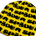 Spider Yellow Fuzzy Logo Skully Beanie 1