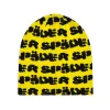 Spider Yellow Fuzzy Logo Skully Beanie
