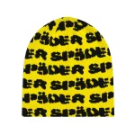 Spider Yellow Fuzzy Logo Skully Beanie