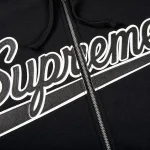 supreme x vanson leathers sp5der web zip up hooded sweatshirt black center