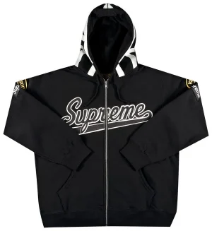 supreme x vanson leathers sp5der web zip up hooded sweatshirt black
